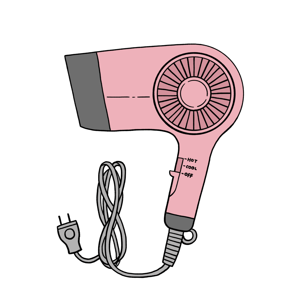ドライヤー ピンク色 のイラスト うめちょん作の商用利用可能なフリーイラストダウンロードサイト