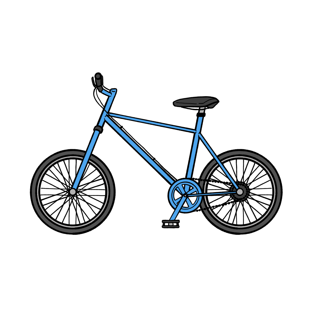 マウンテンバイク（青色）の無料イラスト