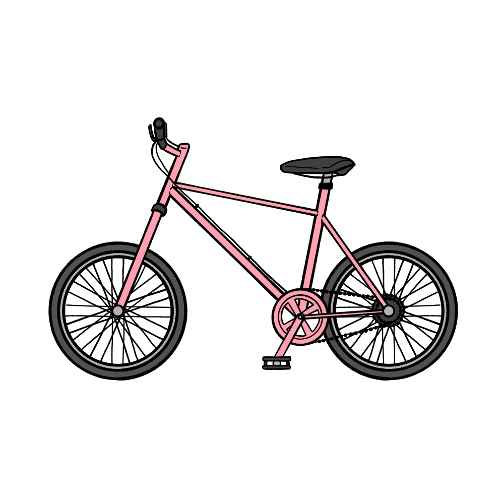 マウンテンバイク（ピンク色）の無料イラスト
