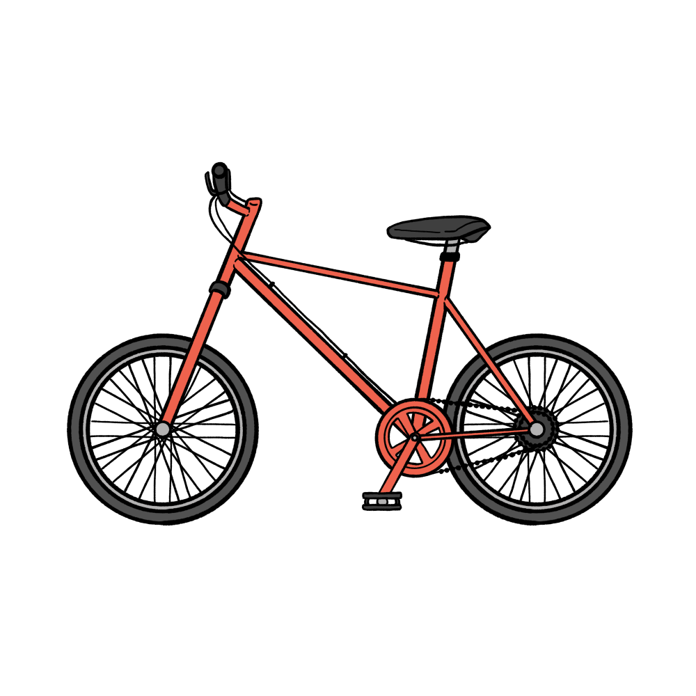 マウンテンバイク（赤色）の無料イラスト