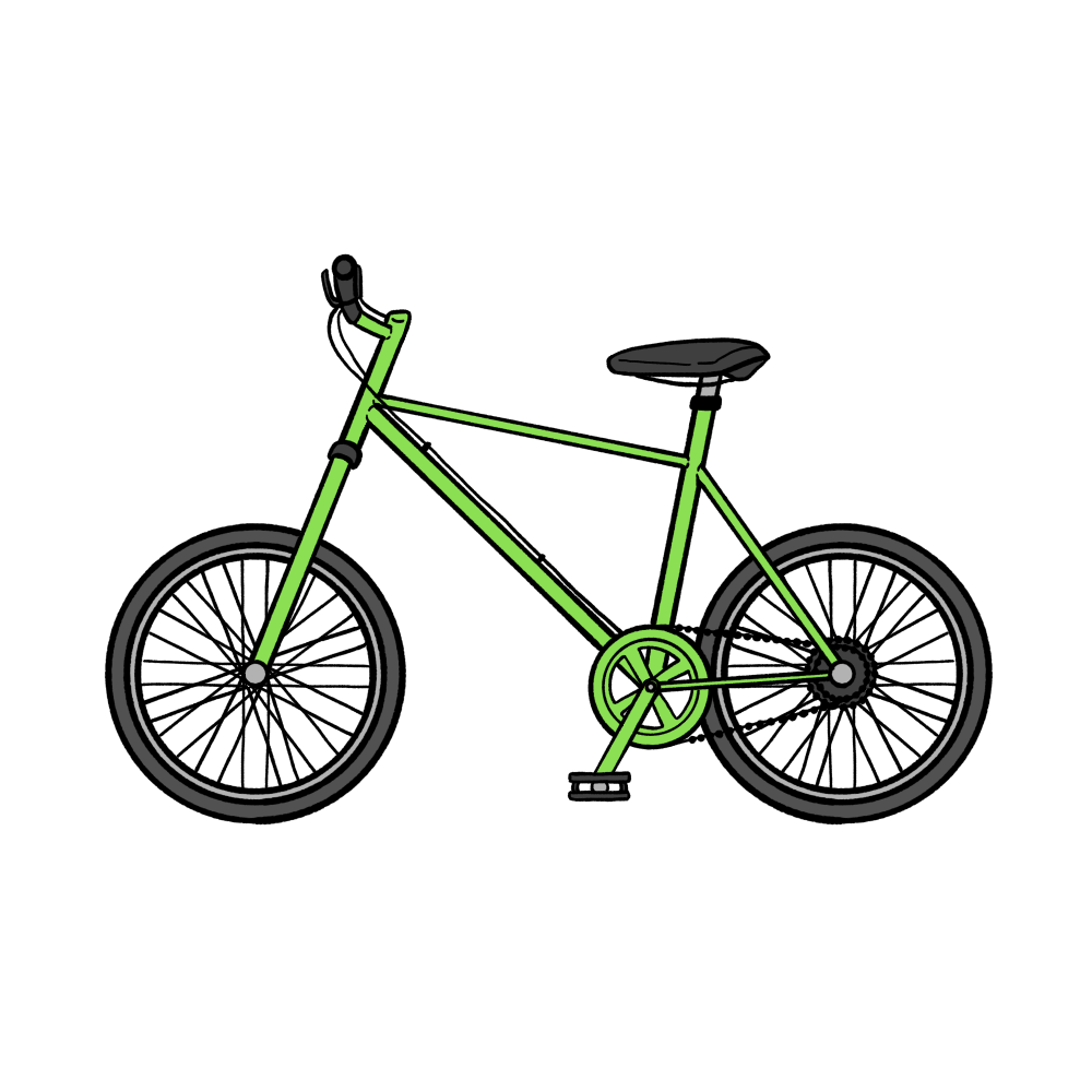 マウンテンバイク（緑色）の無料イラスト