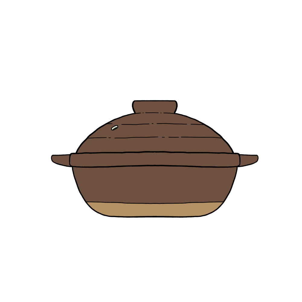 茶色い土鍋のイラスト