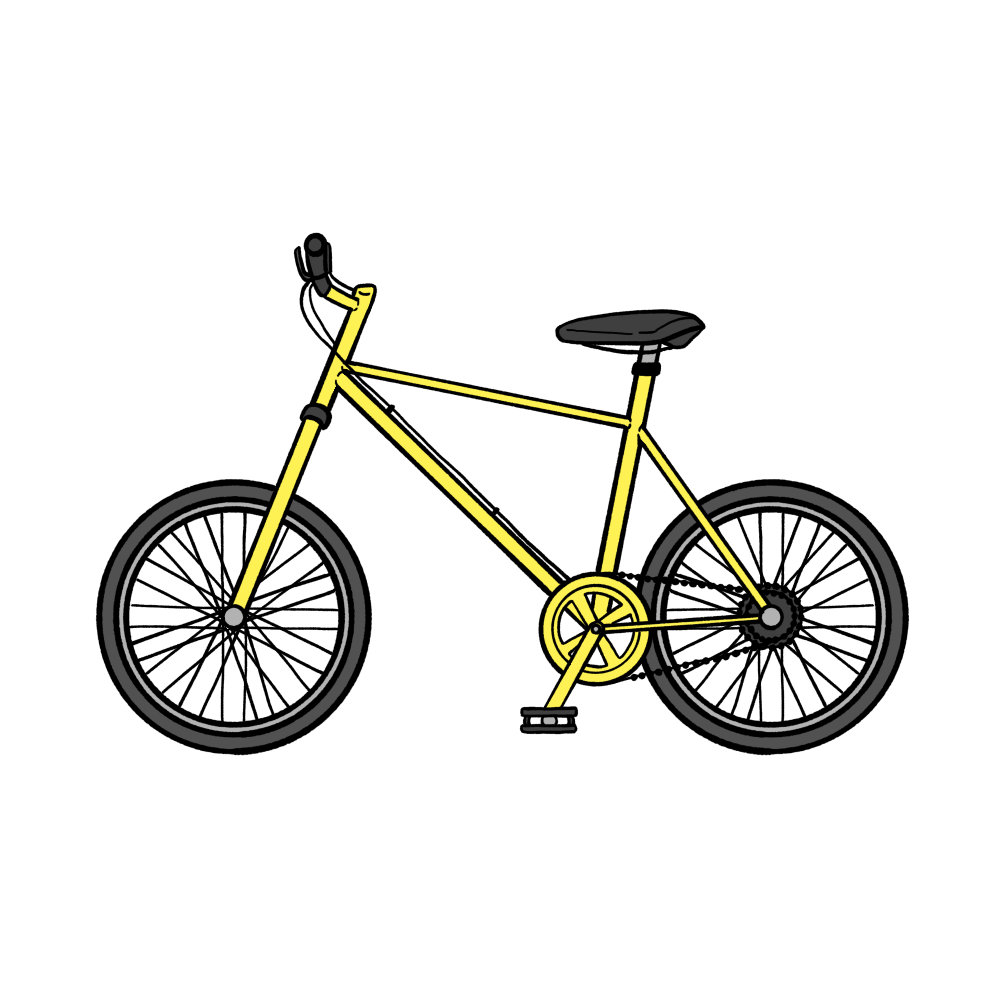 マウンテンバイク（黄色）の無料イラスト