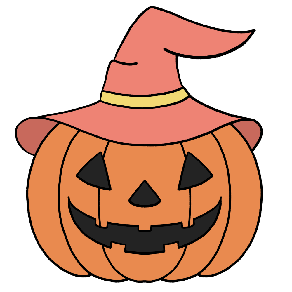帽子をかぶったハロウィンかぼちゃ（赤色）