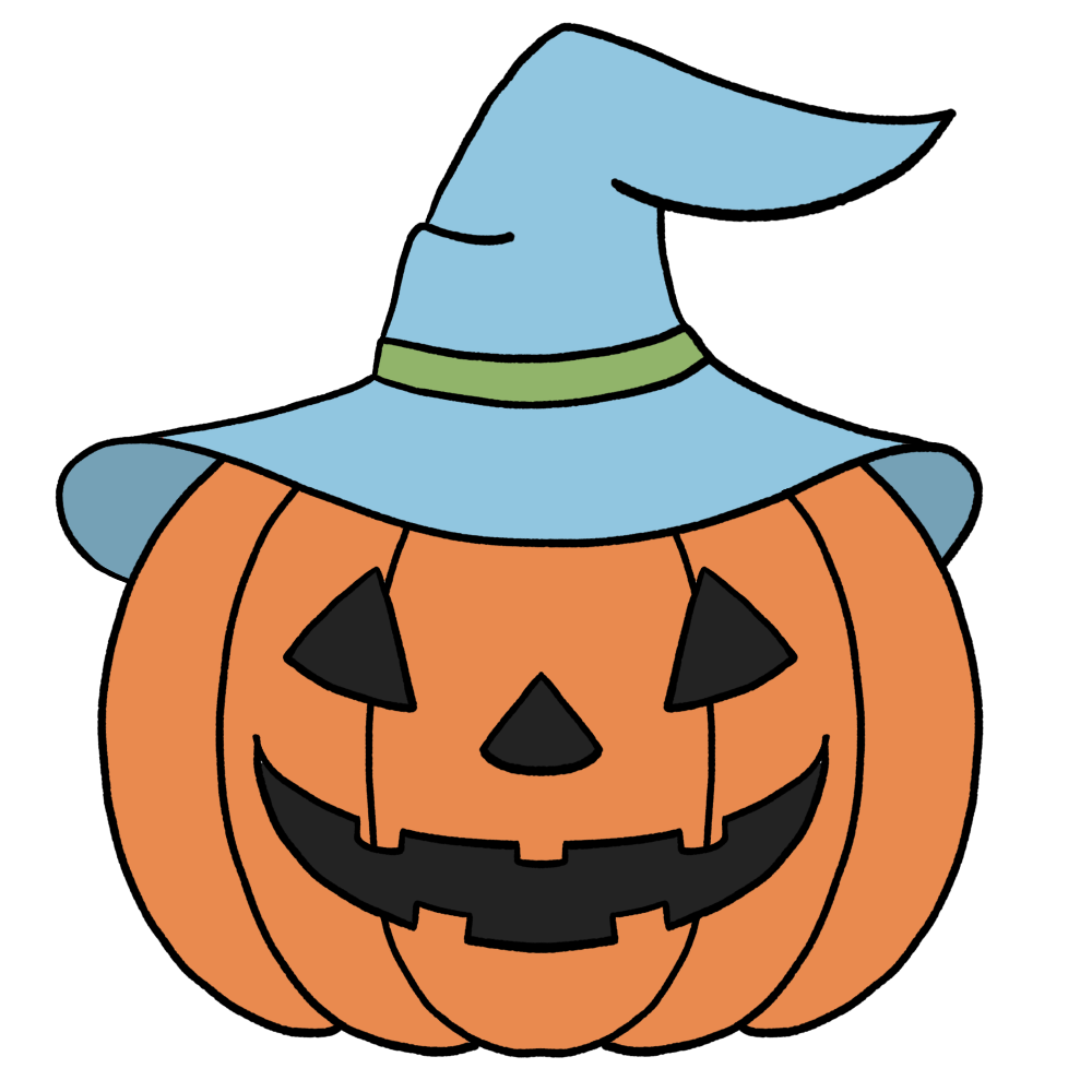 帽子をかぶったハロウィンかぼちゃ（青色）