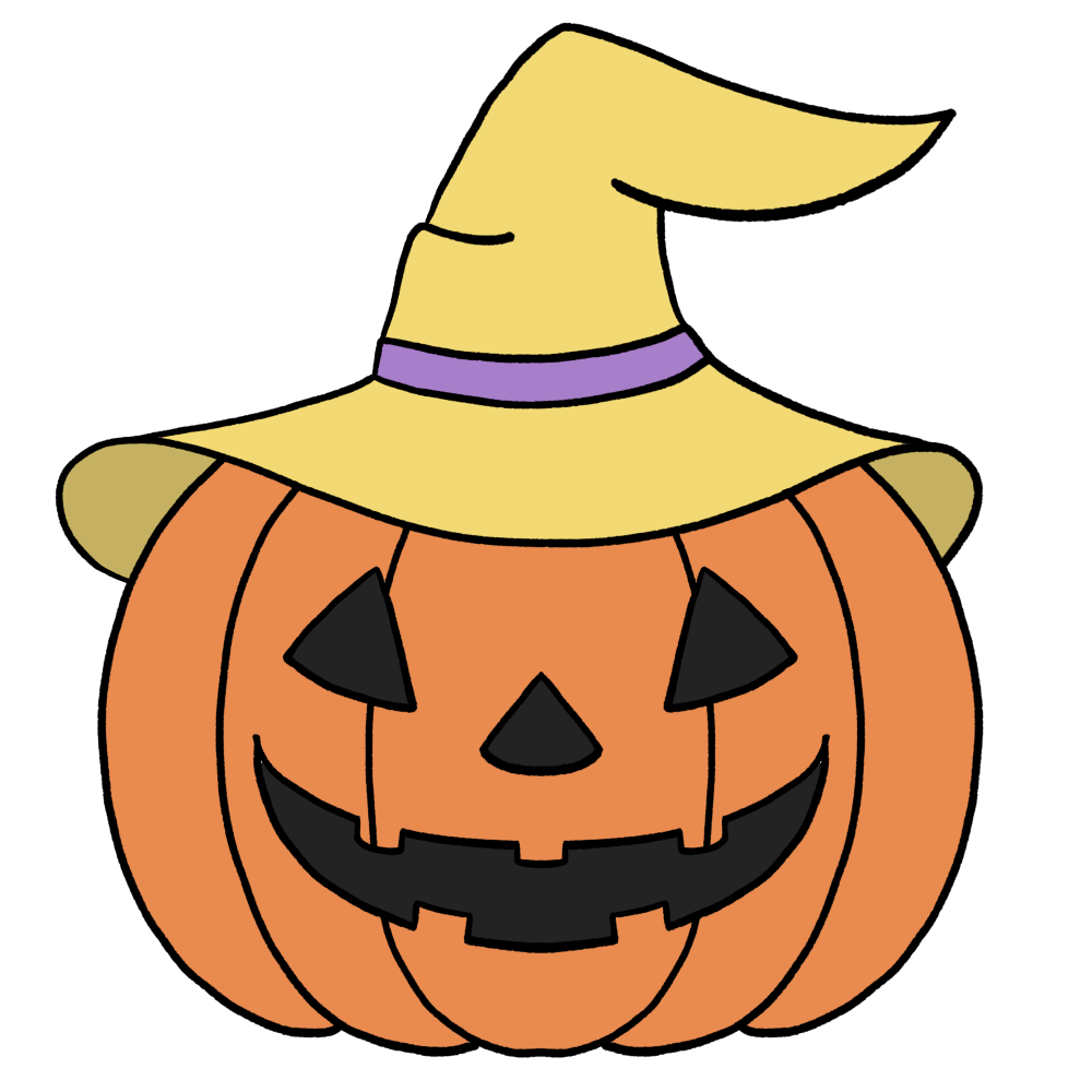 帽子をかぶったハロウィンかぼちゃ（黄色）